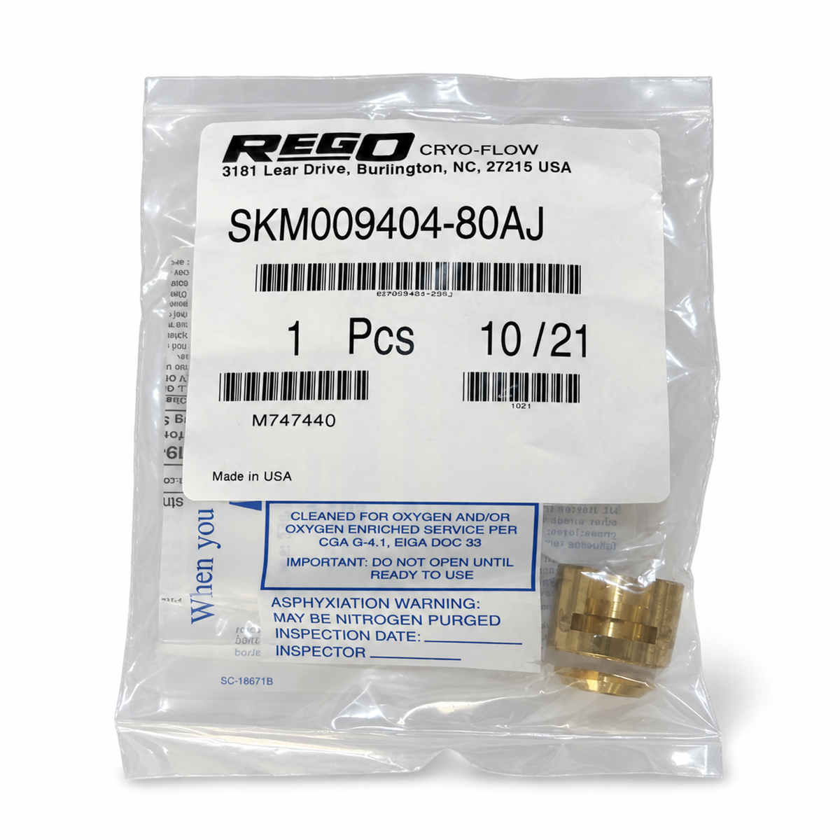 SKM9404-80AJ Repair Kit Gasket Cryogenic 1/4" & 1/2" RegO USA