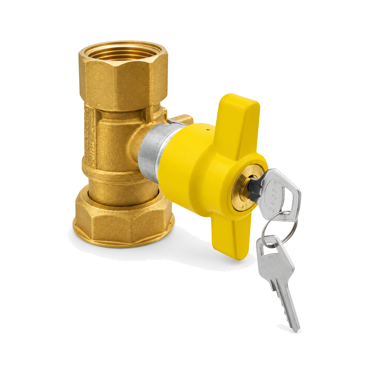 Italian 1-1/4-inch by 1-inch gas-meter ball valve with lock and key