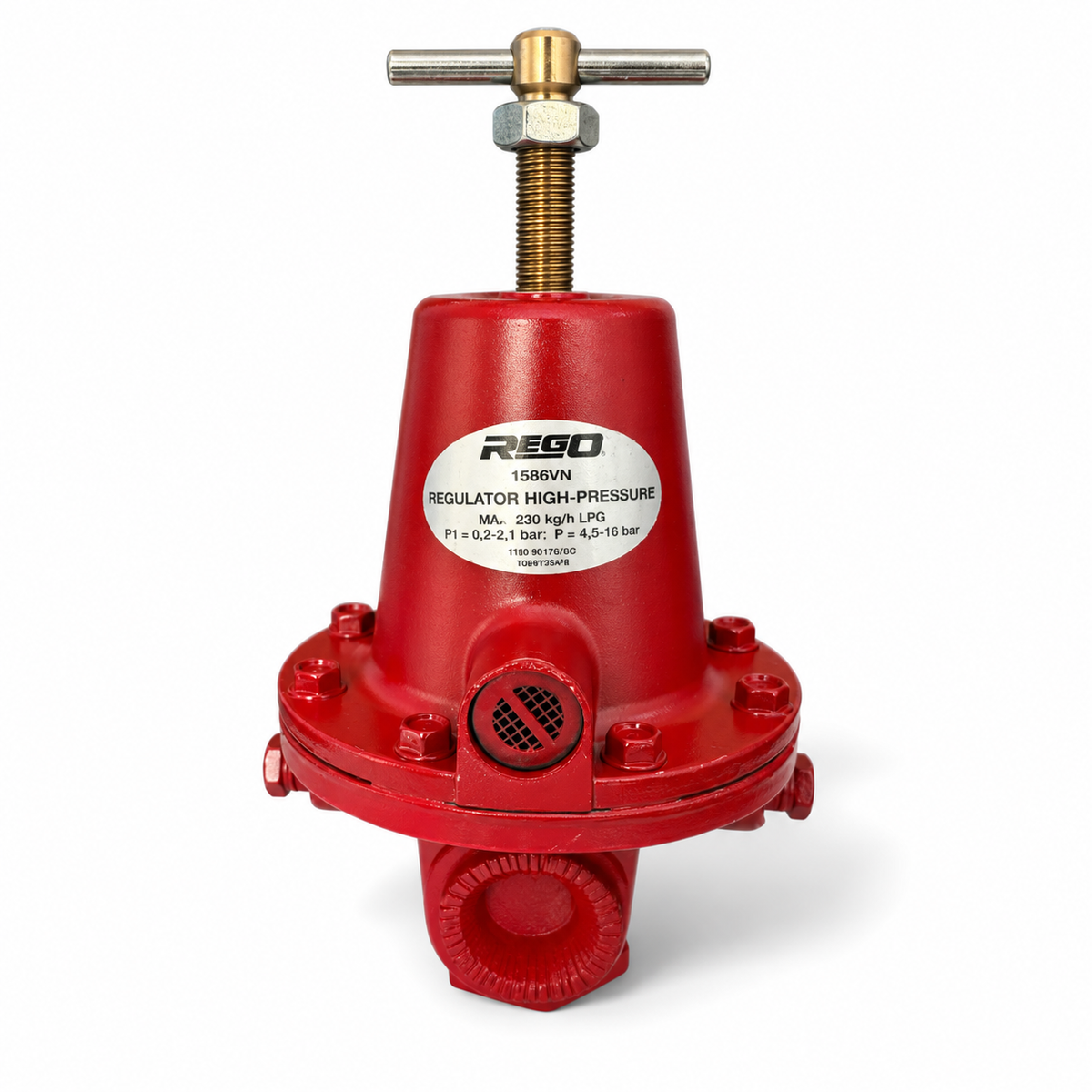 RegO 1586VN red high-pressure LPG regulator on white background